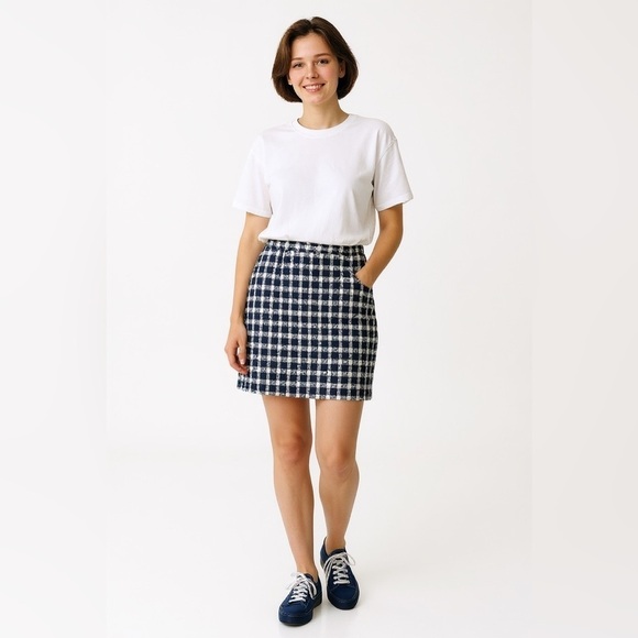 Atak Collection Dresses & Skirts - Atak  Collection White w Blue Wool Blend Skirt Size 38
